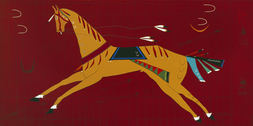 Leaps Through Arrows #152 Mitch Robles Ledger Style Art Horse